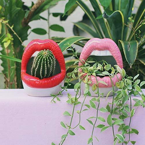 Smooch Lips Ceramic Planter