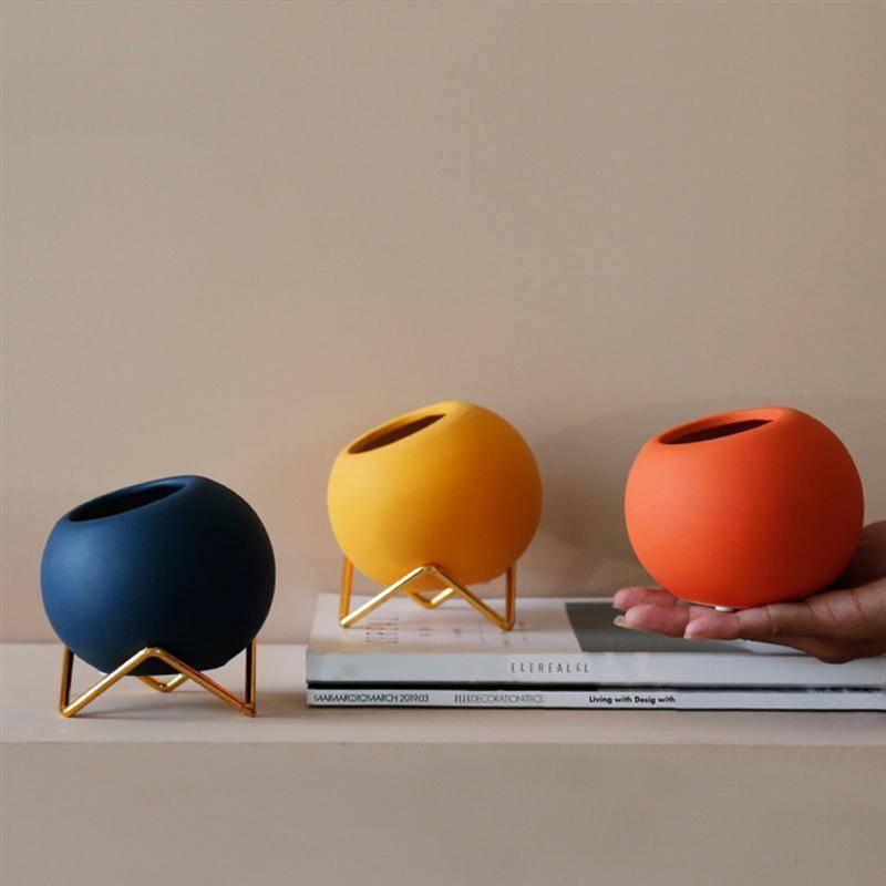 Vibrant Hues Ceramic Planter Pots with Stand
